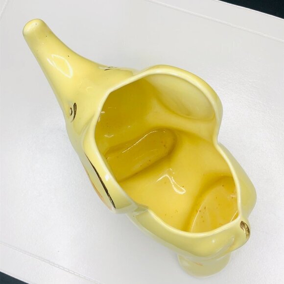 60s Kitsch Yellow Trunk Up Baby Elephant Ceramic Planter by PEARL China Co. - Picture 4 of 10